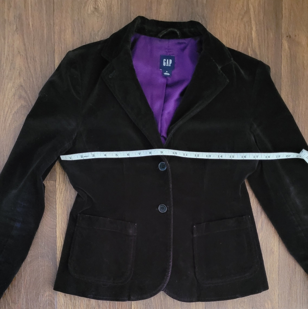Y2K Gap Crushed Velvet Satin Lined 2 Button Blazer, Women's 6, Black & Purple - Picture 11 of 12